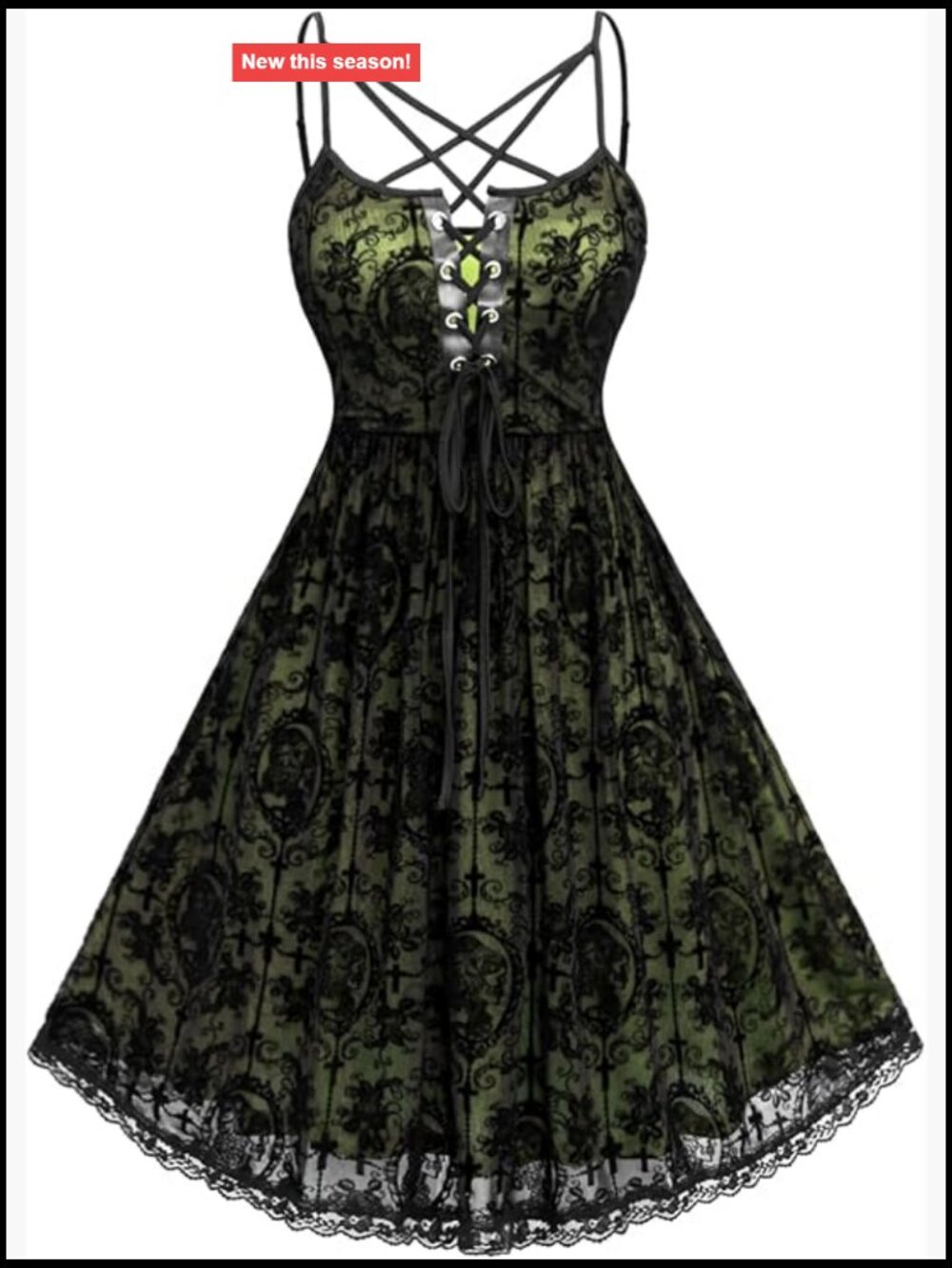 Plus Size Gothic Lace Overlay Midi Dress Sleeveless Strappy Backless